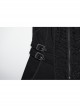 Black Stretch Denim Fabric Exquisite Carvings On The Shoulders And Hand Sewn Buttons Cross Chain Decoration In The Front Punk Style Long Coat
