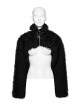 Black Personalized Imitation Silver Fox Fur Front Patent Leather Functional Zipper Decoration Punk Style Rivet Short Fur Coat
