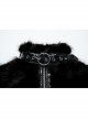 Black Personalized Imitation Silver Fox Fur Front Patent Leather Functional Zipper Decoration Punk Style Rivet Short Fur Coat