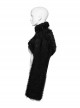 Black Personalized Imitation Silver Fox Fur Front Patent Leather Functional Zipper Decoration Punk Style Rivet Short Fur Coat