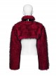 Black And Red Personalized Imitation Silver Fox Fur Front Patent Leather Functional Zipper Decoration Punk Style Rivet Short Fur Coat