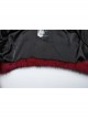 Black And Red Personalized Imitation Silver Fox Fur Front Patent Leather Functional Zipper Decoration Punk Style Rivet Short Fur Coat