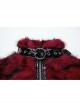 Black And Red Personalized Imitation Silver Fox Fur Front Patent Leather Functional Zipper Decoration Punk Style Rivet Short Fur Coat
