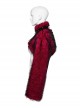 Black And Red Personalized Imitation Silver Fox Fur Front Patent Leather Functional Zipper Decoration Punk Style Rivet Short Fur Coat