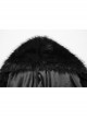 Gorgeous Black Imitation Silver Fox Fur Collar Tie With Fur Ball Decoration Gothic Style Hooded Asymmetrical Warm Cloak