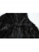 Gorgeous Black Imitation Silver Fox Fur Collar Tie With Fur Ball Decoration Gothic Style Hooded Asymmetrical Warm Cloak