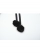 Gorgeous Black Imitation Silver Fox Fur Collar Tie With Fur Ball Decoration Gothic Style Hooded Asymmetrical Warm Cloak