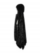 Gorgeous Black Imitation Silver Fox Fur Collar Tie With Fur Ball Decoration Gothic Style Hooded Asymmetrical Warm Cloak
