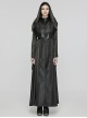 Black Knitted Jacquard Collar Three Dimensional Pleats And Adjustable Drawstring Design Gothic Witch Hooded Coat