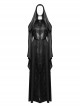 Black Knitted Jacquard Collar Three Dimensional Pleats And Adjustable Drawstring Design Gothic Witch Hooded Coat