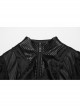 Black Knitted Jacquard Collar Three Dimensional Pleats And Adjustable Drawstring Design Gothic Witch Hooded Coat