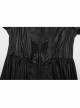 Black Knitted Jacquard Collar Three Dimensional Pleats And Adjustable Drawstring Design Gothic Witch Hooded Coat