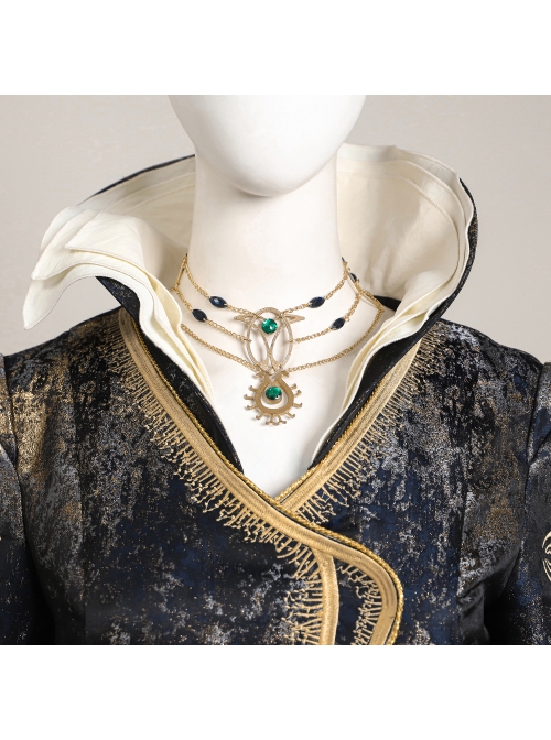 Movie Wicked Madame Morrible Embroidery Styles Halloween Cosplay Costume Set Without Shoes