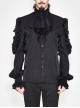 Black Jacquard High Collar Flounces Long Sleeves Lace Cuff Gothic Shirt