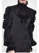 Black Jacquard High Collar Flounces Long Sleeves Lace Cuff Gothic Shirt