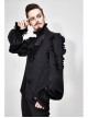 Black Jacquard High Collar Flounces Long Sleeves Lace Cuff Gothic Shirt