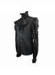 Black Jacquard High Collar Flounces Long Sleeves Lace Cuff Gothic Shirt