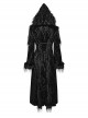 Retro Black Flocked Woven Front Waist With Exquisite Double Row Of Gemstone Hand Sewn Button Design Gothic Style Gorgeous Long Sleeved Coat