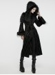 Retro Black Flocked Woven Front Waist With Exquisite Double Row Of Gemstone Hand Sewn Button Design Gothic Style Gorgeous Long Sleeved Coat