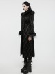 Retro Black Flocked Woven Front Waist With Exquisite Double Row Of Gemstone Hand Sewn Button Design Gothic Style Gorgeous Long Sleeved Coat