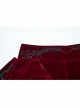 Red Exquisite Embroidered Weft Velvet Front Center Lapel Retro Design Gothic Style Drawstring Long Sleeve Coat