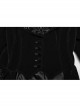 Black Exquisite Embroidered Weft Velvet Front Center Lapel Retro Design Gothic Style Drawstring Long Sleeve Coat