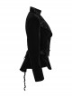Black Exquisite Embroidered Weft Velvet Front Center Lapel Retro Design Gothic Style Drawstring Long Sleeve Coat