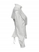 White Vintage Stretch Twill Woven Front Center Three Dimensional Flocking Lace Shawl With Rose Button Gothic Style Wide Shoulder Long Sleeve Shirt