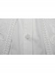 White Vintage Stretch Twill Woven Front Center Three Dimensional Flocking Lace Shawl With Rose Button Gothic Style Wide Shoulder Long Sleeve Shirt