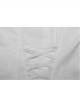 White Vintage Stretch Twill Woven Front Center Three Dimensional Flocking Lace Shawl With Rose Button Gothic Style Wide Shoulder Long Sleeve Shirt