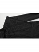 Black Vintage Stretch Twill Woven Front Center Three-Dimensional Flocking Lace Shawl With Rose Button Gothic Style Wide Shoulder Long Sleeve Shirt