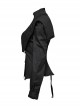 Black Vintage Stretch Twill Woven Front Center Three-Dimensional Flocking Lace Shawl With Rose Button Gothic Style Wide Shoulder Long Sleeve Shirt