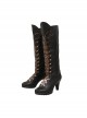Wicked Madame Morrible Embroidery Styles Halloween Cosplay Accessories Black High Heel Boots