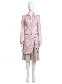 Movie Wicked Glinda Striped Suit Halloween Cosplay Costume Full Set