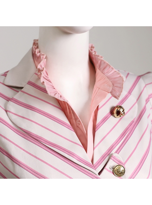 Movie Wicked Glinda Striped Suit Halloween Cosplay Costume Full Set