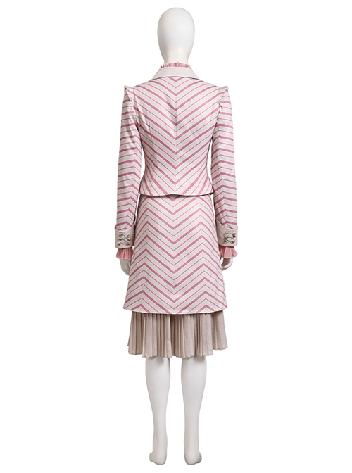 Movie Wicked Glinda Striped Suit Halloween Cosplay Costume Full Set