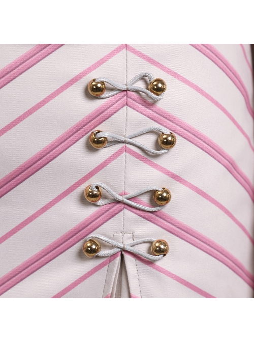 Movie Wicked Glinda Striped Suit Halloween Cosplay Costume Full Set