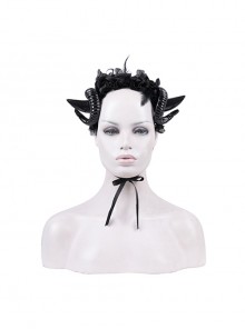 Black Lace Flower Dark Corners Decorated Gothic Style Headband Headdress