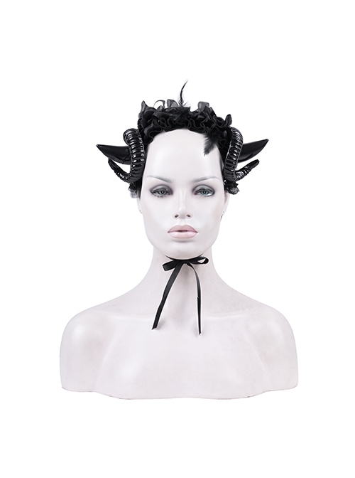 Black Lace Flower Dark Corners Decorated Gothic Style Headband Headdress
