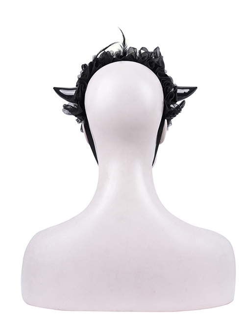 Black Lace Flower Dark Corners Decorated Gothic Style Headband Headdress