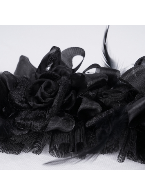 Black Lace Flower Dark Corners Decorated Gothic Style Headband Headdress