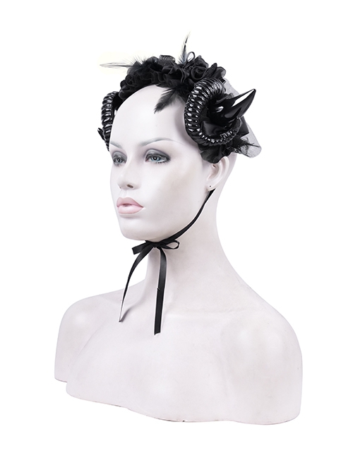 Black Lace Flower Dark Corners Decorated Gothic Style Headband Headdress