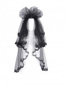 Halloween Dark Black Lace Gothic Style Women's Mesh Headdress