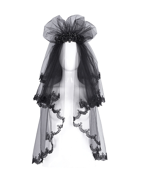 Halloween Dark Black Lace Gothic Style Women's Mesh Headdress