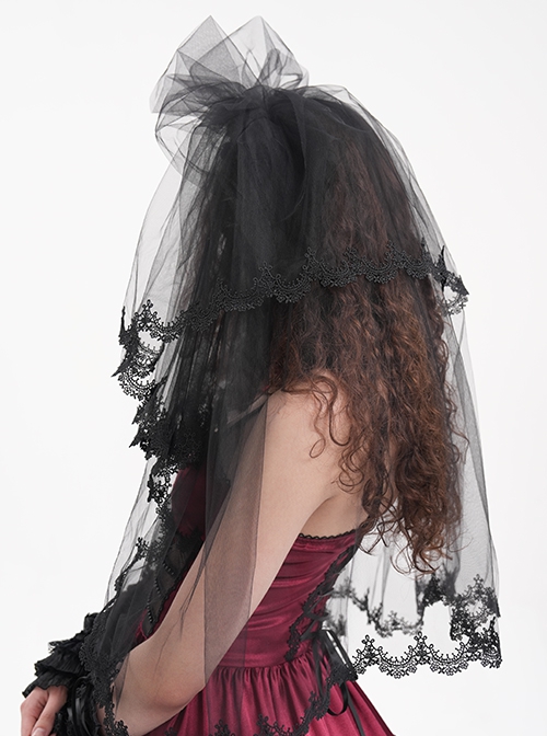 Halloween Dark Black Lace Gothic Style Women's Mesh Headdress