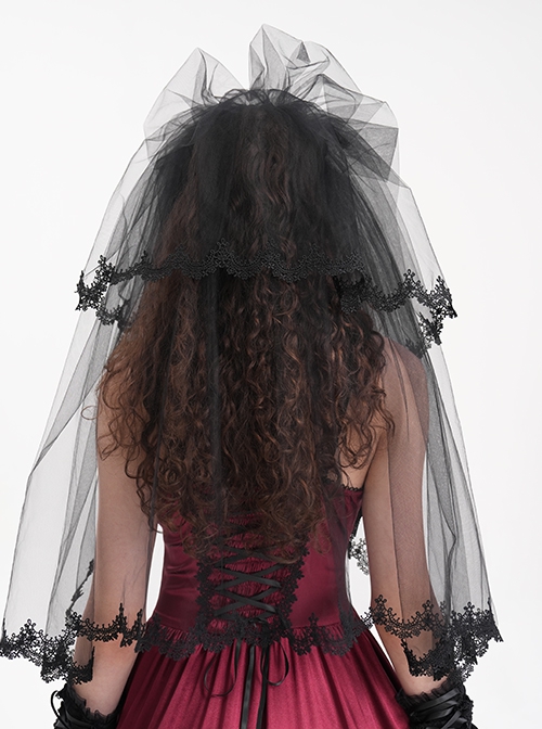 Halloween Dark Black Lace Gothic Style Women's Mesh Headdress
