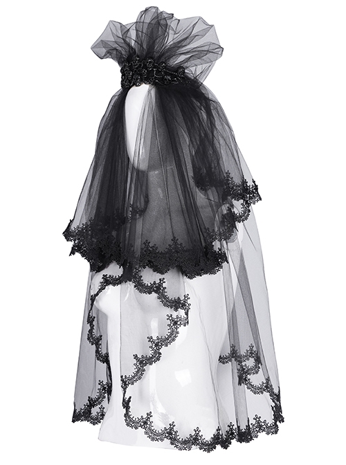 Halloween Dark Black Lace Gothic Style Women's Mesh Headdress