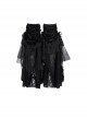 Black Personalized Lace Patchwork Fishtail Pleated Gothic Style Layered Leg Guards