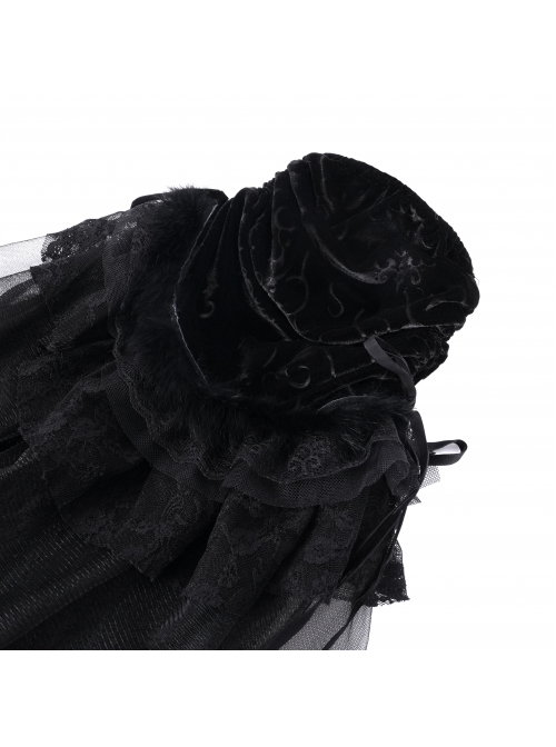 Black Personalized Lace Patchwork Fishtail Pleated Gothic Style Layered Leg Guards