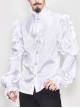 White Jacquard High Collar Flounces Long Sleeves Lace Cuff Gothic Shirt